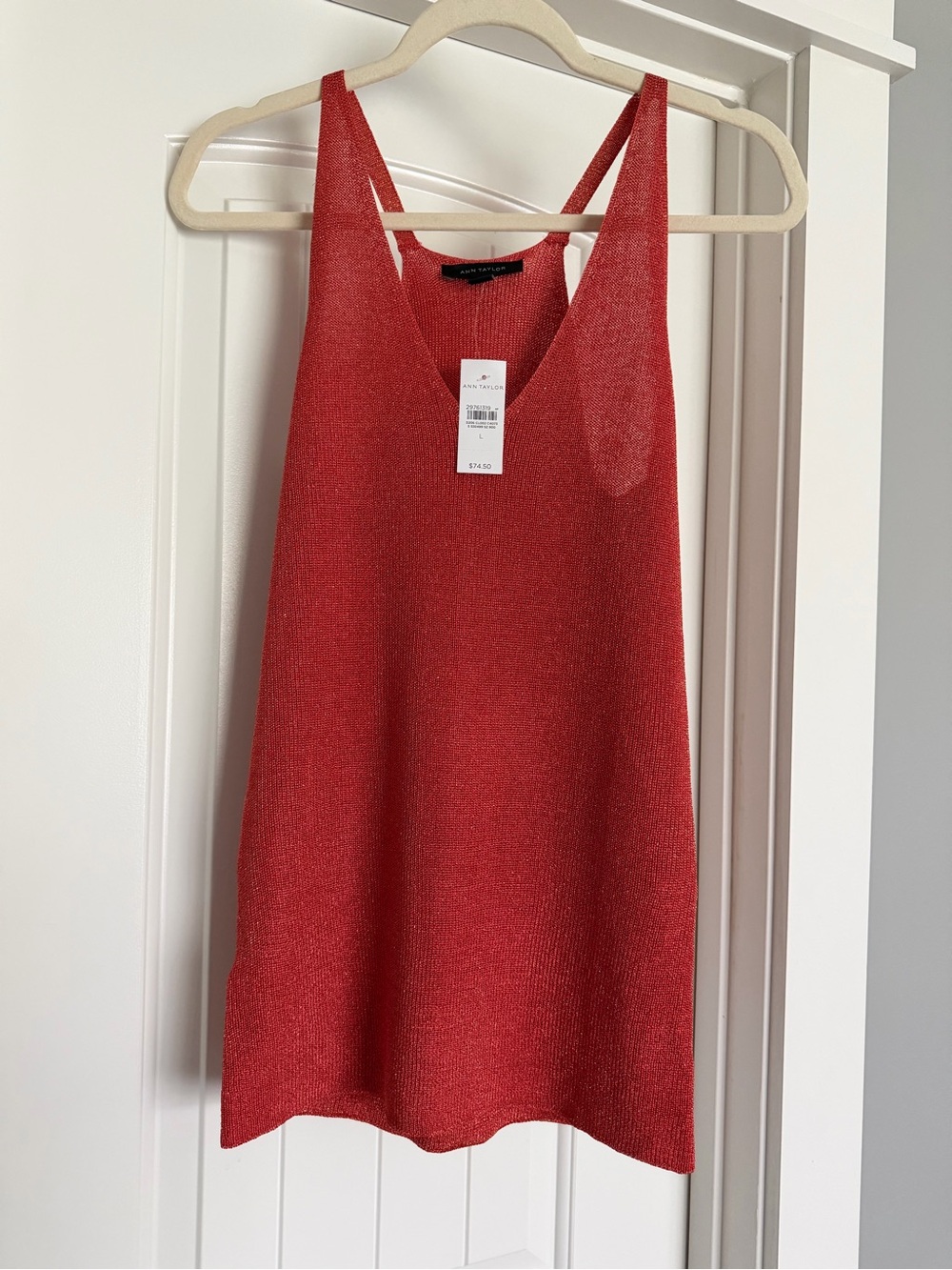 NWT Ann Taylor Coral V-Neck Knit Tank Top